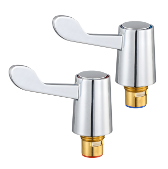 Brass Tap Valve Handle with Ceramic Cartridge, Hot & Cold Water Replacement Spindle for Basin Taps