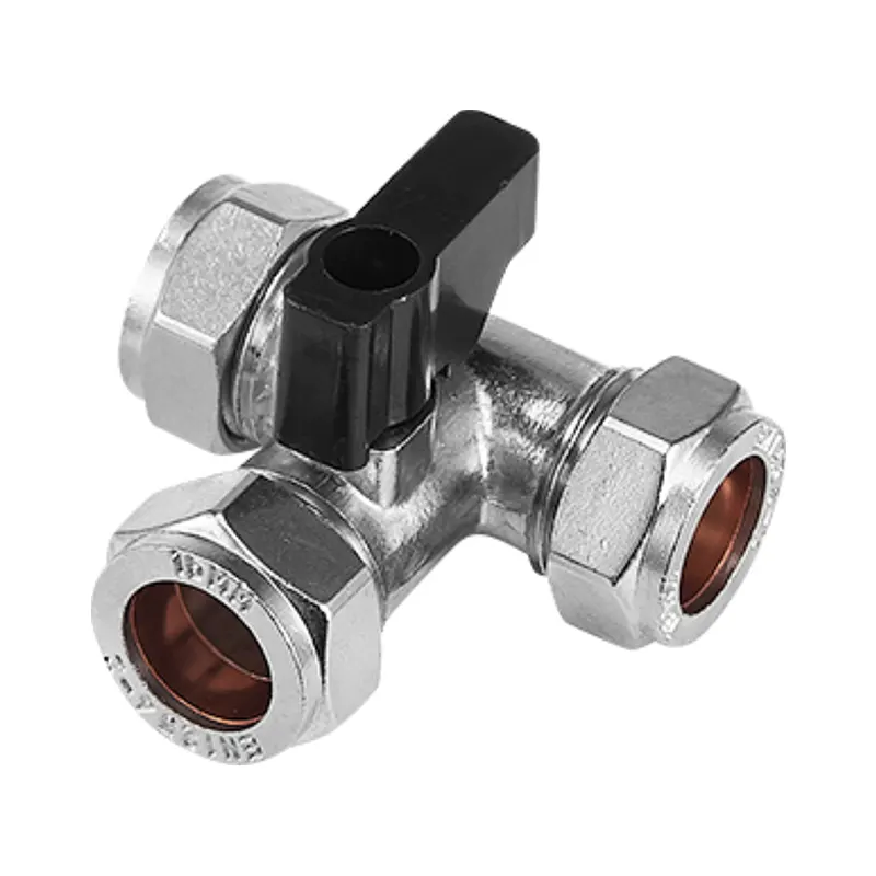 Brass Triple Ferrule Tee-Type Quick-Open Ball Valve