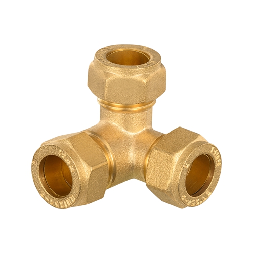 EN1254 Forged Brass Compression Forged Tee Pipe Fittings Brass Material air Compressio Pipe Tube Fitting Union for Copper Pipe
