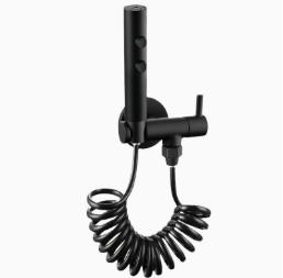 Matte Black Stainless Steel Bidet Sprayer Set, Dual Mode Single Control 1 Inlet 1 Outlet Angle Valve