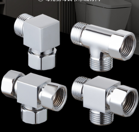 Solid Brass G1/2 3-Way Connector, 1 Inlet 2 Outlet Male Female Thread Pipe Fitting