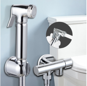 Solid Brass Handheld Bidet Sprayer with Shower Head - High Pressure Bathroom Cleaning Water Gun