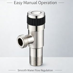 Solid Stainless Steel Angle Stop Valve, 1/2 Inch Thread Precise Flow Control Water Shut Off Valve for Toilet, Sink & Bathroom Plumbing
