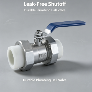 Stainless Steel Double Union Ball Valve, PPR PB Weldable Double Union Ball Valve, Full Port Plumbing Shut Off Valve with Blue Handle for Hot & Cold Water Pipeline