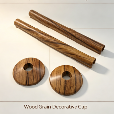 Wood Grain Plastic Pipe Decor Cover Set, Radiator Pipe Hole Concealer Ring, Split Tube Collar & Pipe Sleeve for Heating Pipeline Decoration